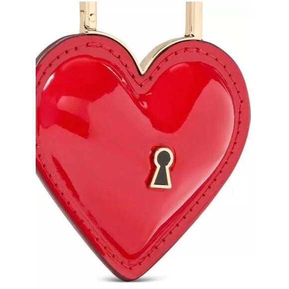 Kate Spade Key To My Heart Lock Keyfob Keychain Bag charm Red Novelty NWT - Picture 3 of 4